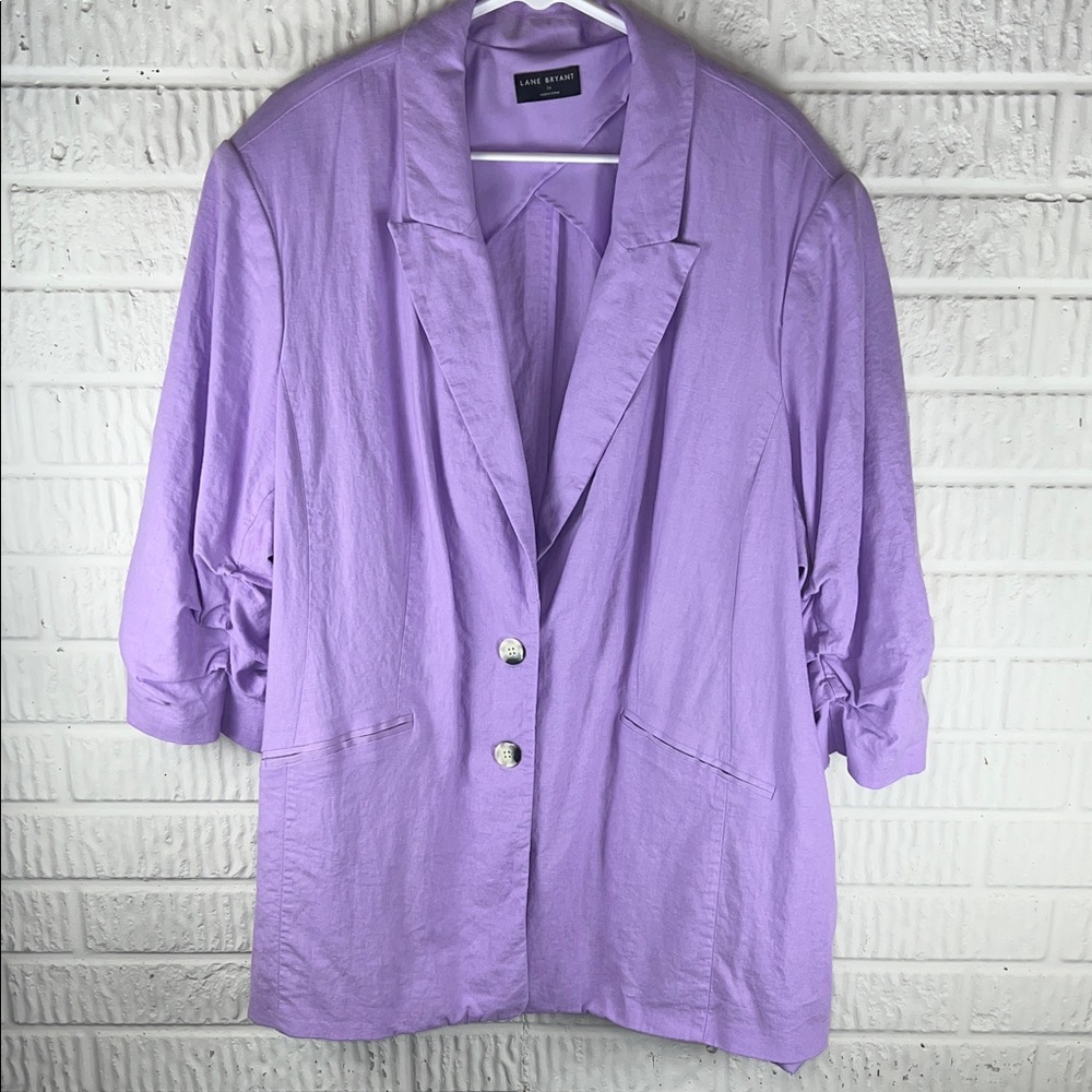 Lane Bryant Lilac Oversized Blazer Jacket linen Blend
